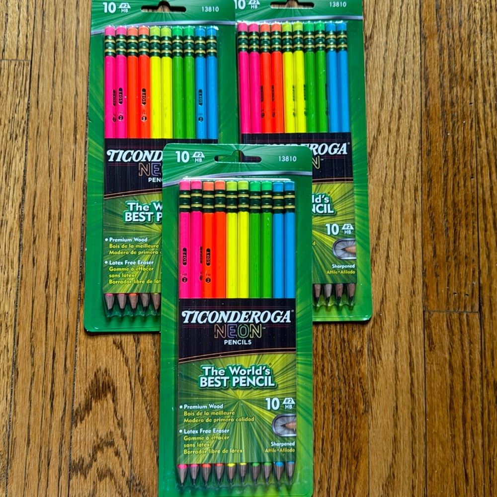 New Ticonderoga Neon #2 Pencils 3 packs of 10